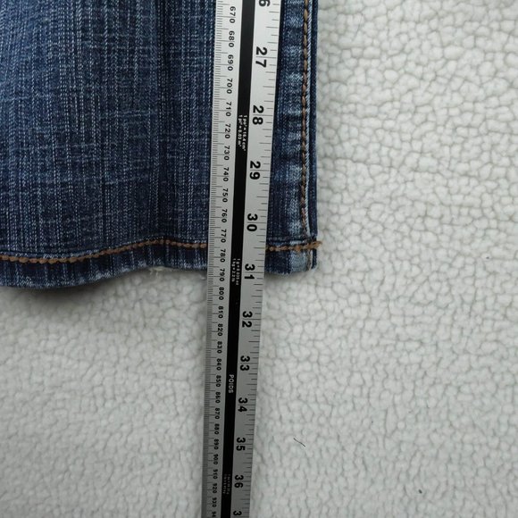 Vintage Blue Jeans Womens 11 12 Bootcut Medium Wash Rhinestones Low Rise 90s - Picture 9 of 13